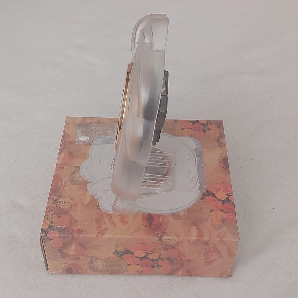 Elegant Gold and Clear Quartz Table Clock NIB
